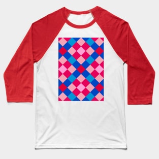 Red and Blue Checkered Gingham Pattern Baseball T-Shirt